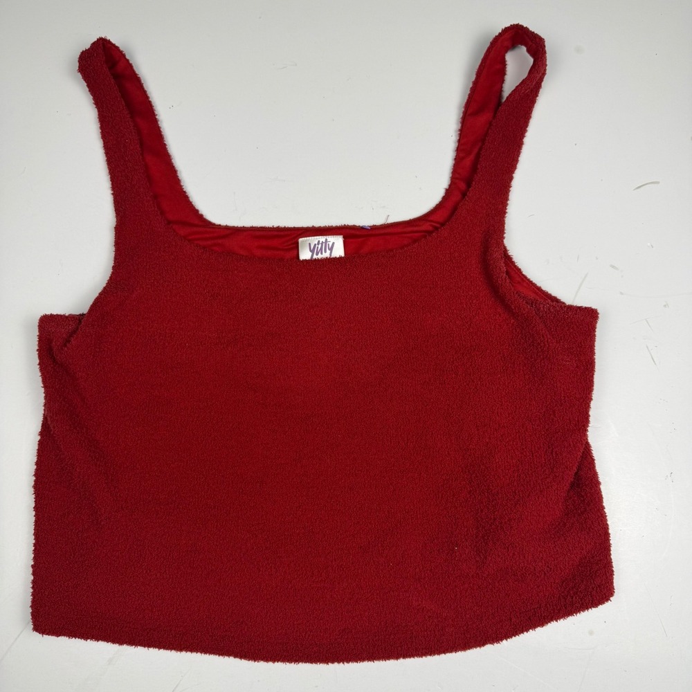 Yitty by Lizzo Red Soft Built in Bra Terry Cloth Crop Tank Top Square XXL/1X
